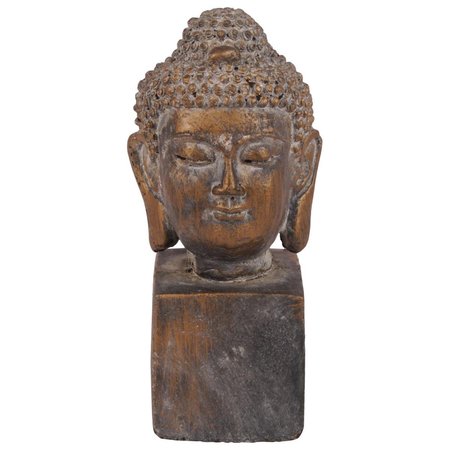 URBAN TRENDS COLLECTION Cement Head with Round Ushnisha Head on Rectangular Base - Bronze 52000